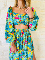 2 Piece Green Floral Set