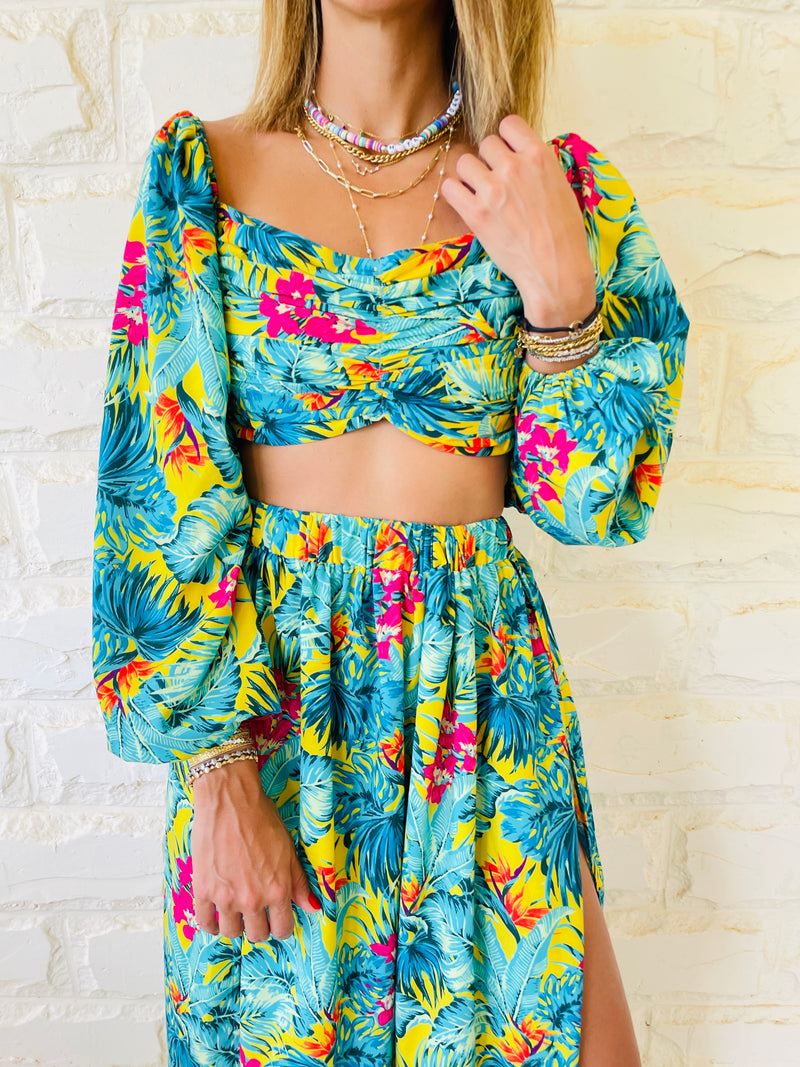2 Piece Green Floral Set
