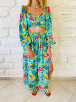 2 Piece Green Floral Set