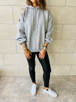 Grey One Shoulder Hoodie