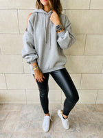 Grey One Shoulder Hoodie