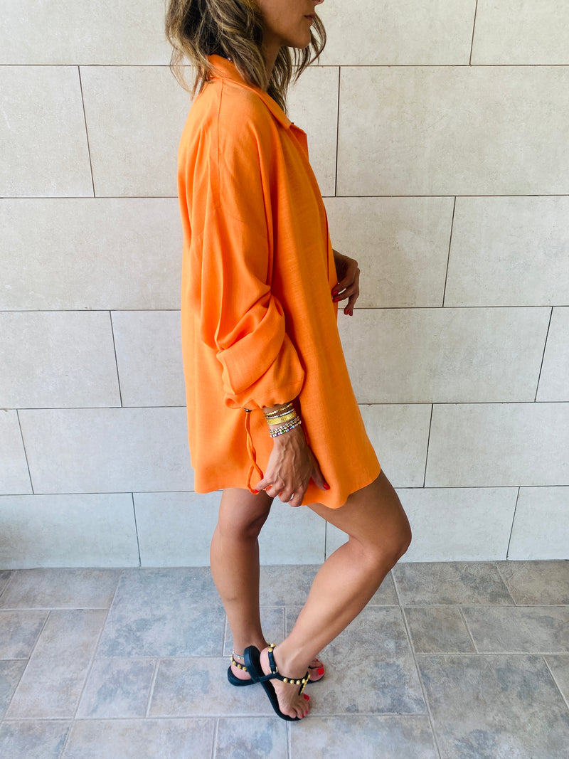 Orange Linen Shirt
