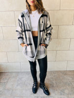 Grey Zip Up Monochrome Hoodie