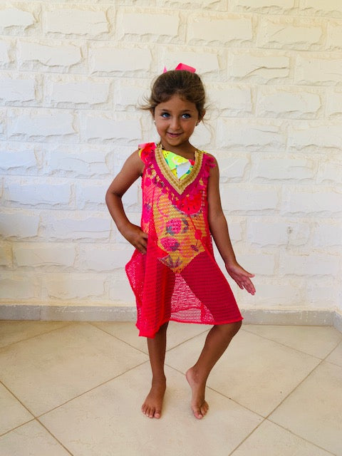 MINI FRILLU Fuchsia Coverup