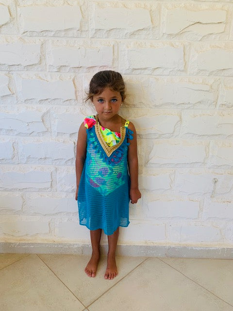 MINI FRILLU Turquoise Coverup