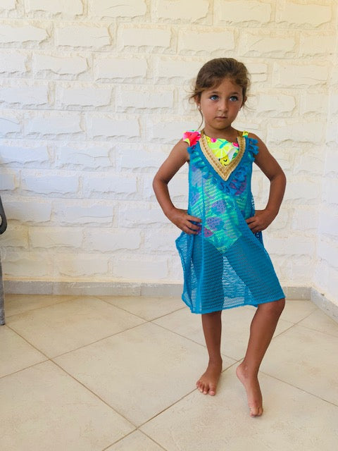 MINI FRILLU Turquoise Coverup