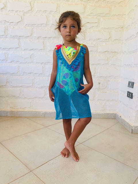 MINI FRILLU Turquoise Coverup