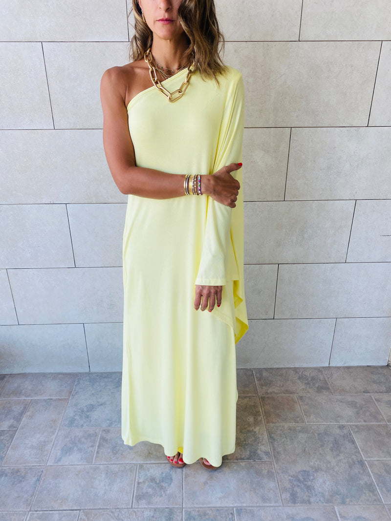 Yellow One Shoulder Parisian Dress