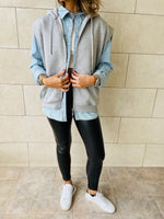 Grey Sleeveless Zip Up Hoodie