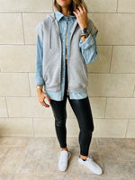 Grey Sleeveless Zip Up Hoodie