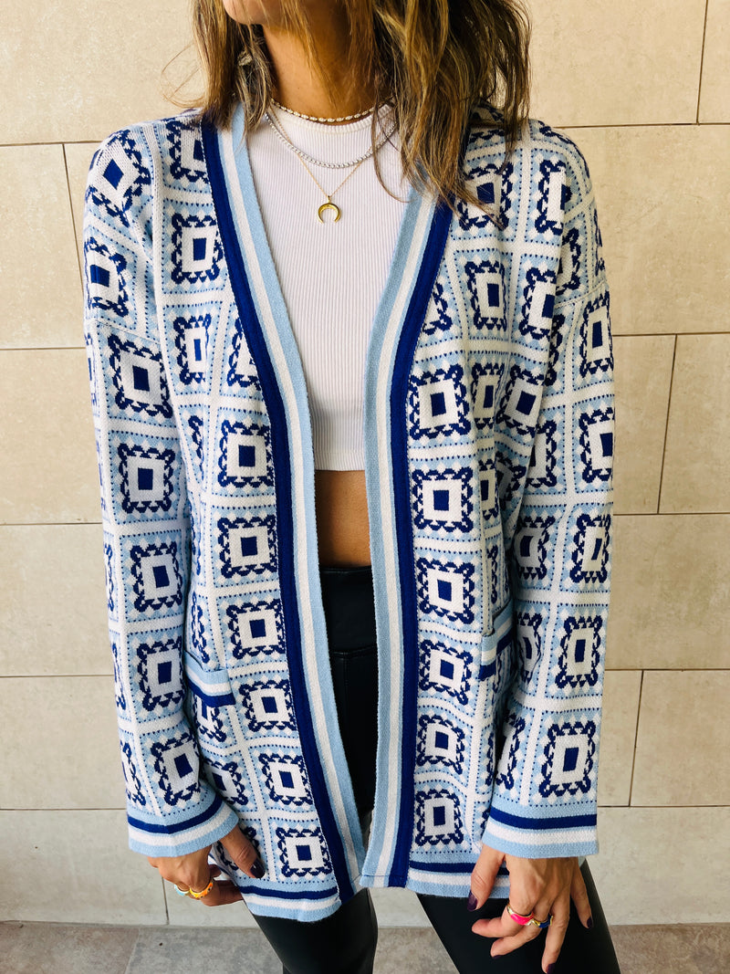 Blue Majolica Cardigan
