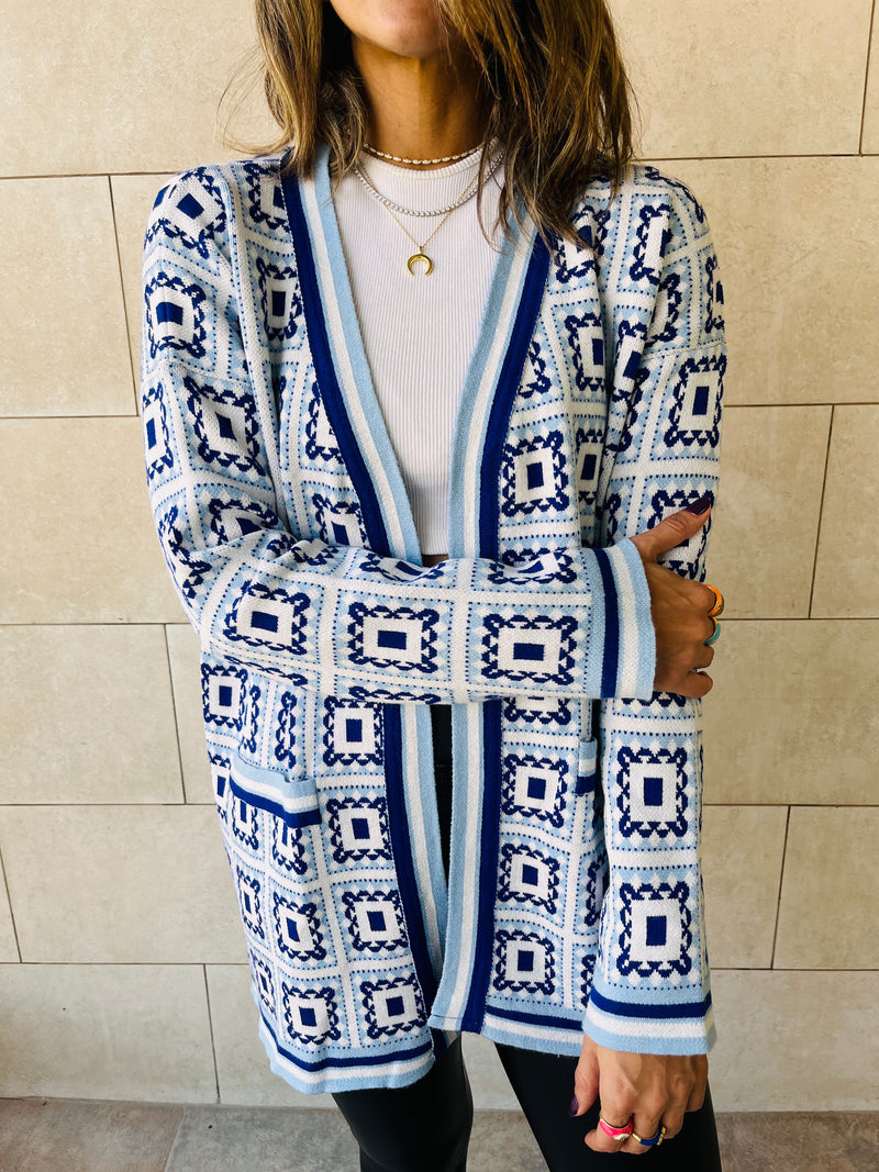 Blue Majolica Cardigan