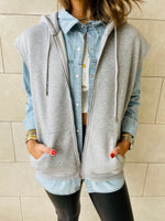 Grey Sleeveless Zip Up Hoodie