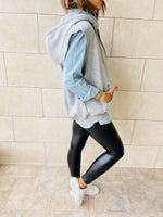 Grey Sleeveless Zip Up Hoodie