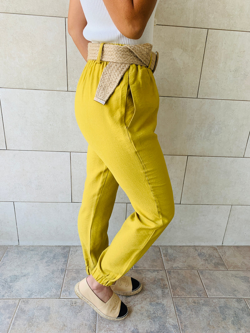 Mustard Belted Pants