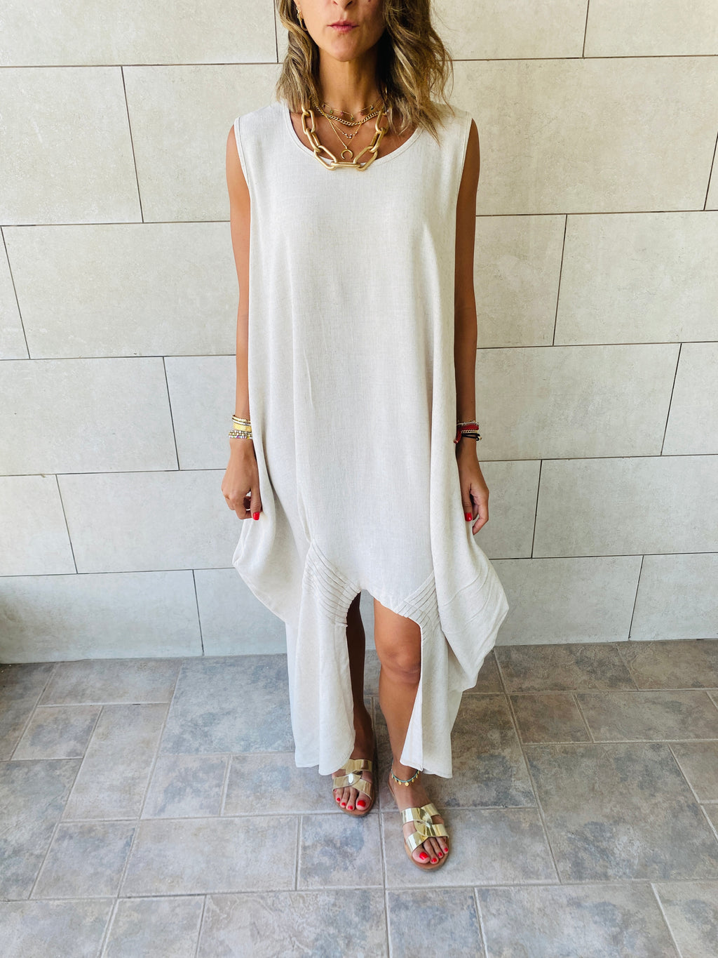 Beige Day Linen Dress