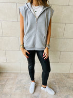 Grey Sleeveless Zip Up Hoodie