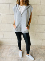 Grey Sleeveless Zip Up Hoodie
