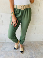 Olive Belted Pants