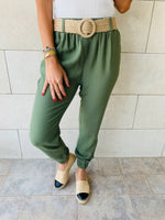 Olive Belted Pants