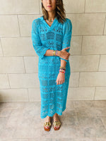 Turquoise Crochet Beach Coverup