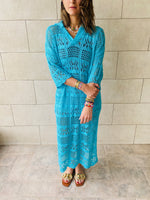 Turquoise Crochet Beach Coverup