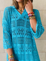 Turquoise Crochet Beach Coverup