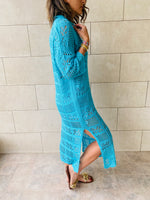 Turquoise Crochet Beach Coverup