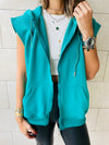 Teal Sleeveless Zip Up Hoodie