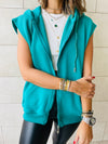Teal Sleeveless Zip Up Hoodie