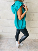 Teal Sleeveless Zip Up Hoodie