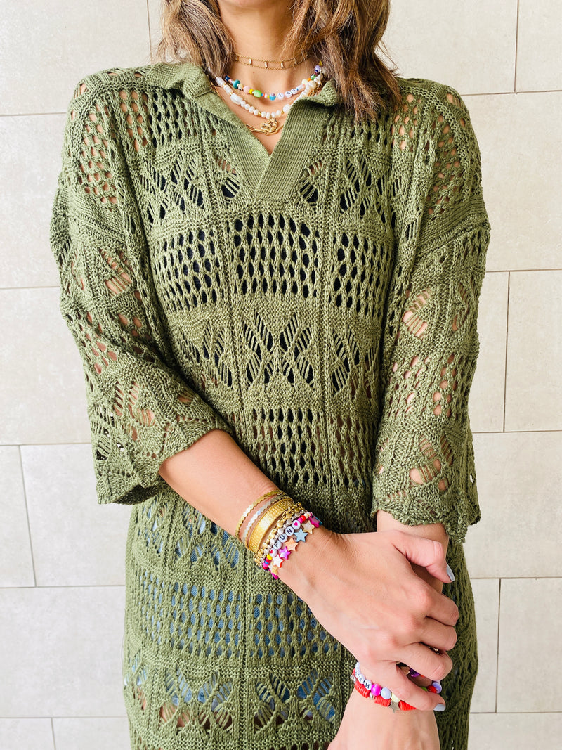 Olive Crochet Beach Coverup