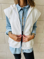 White Sleeveless Zip Up Hoodie