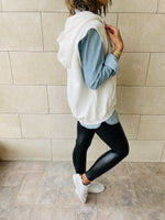 White Sleeveless Zip Up Hoodie