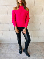 Fuchsia Night Out Over Shoulder Pullover