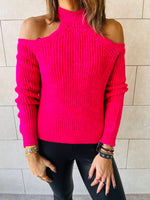 Fuchsia Night Out Over Shoulder Pullover