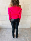 Fuchsia Night Out Over Shoulder Pullover