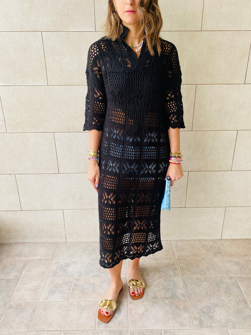 Black Crochet Beach Coverup