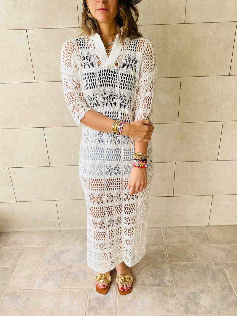 White Crochet Beach Coverup