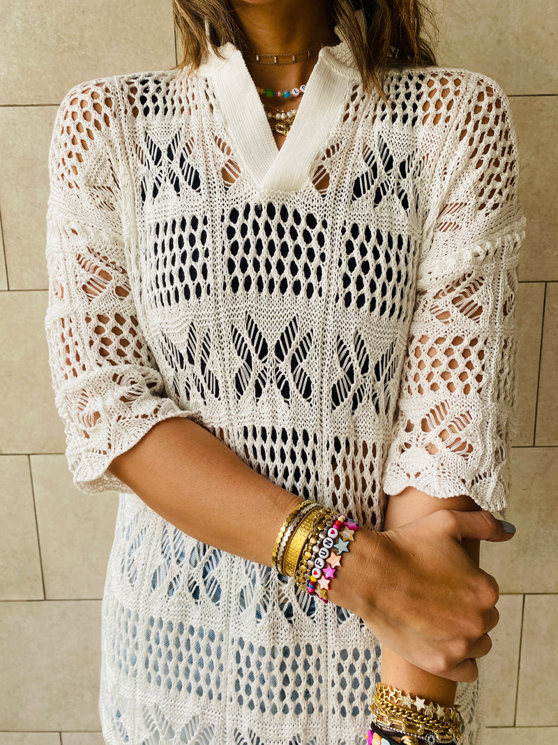 White Crochet Beach Coverup