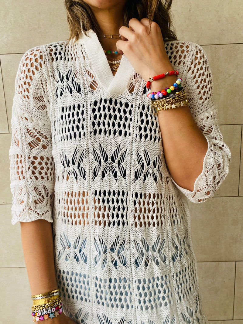 White Crochet Beach Coverup