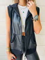 Leather Vest Hoodie
