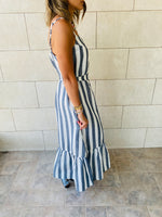 Black Pinstripe Linen Dress
