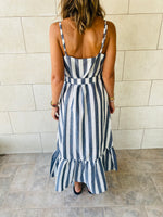 Black Pinstripe Linen Dress