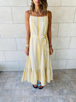 Mustard Pinstripe Linen Dress