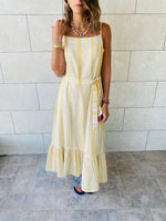 Mustard Pinstripe Linen Dress