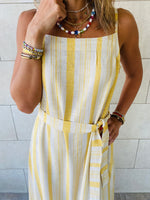 Mustard Pinstripe Linen Dress