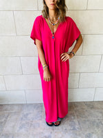 Fuchsia V Side Slit Dress