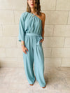 Mint One Shoulder Jumpsuit