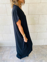 Black V Side Slit Dress